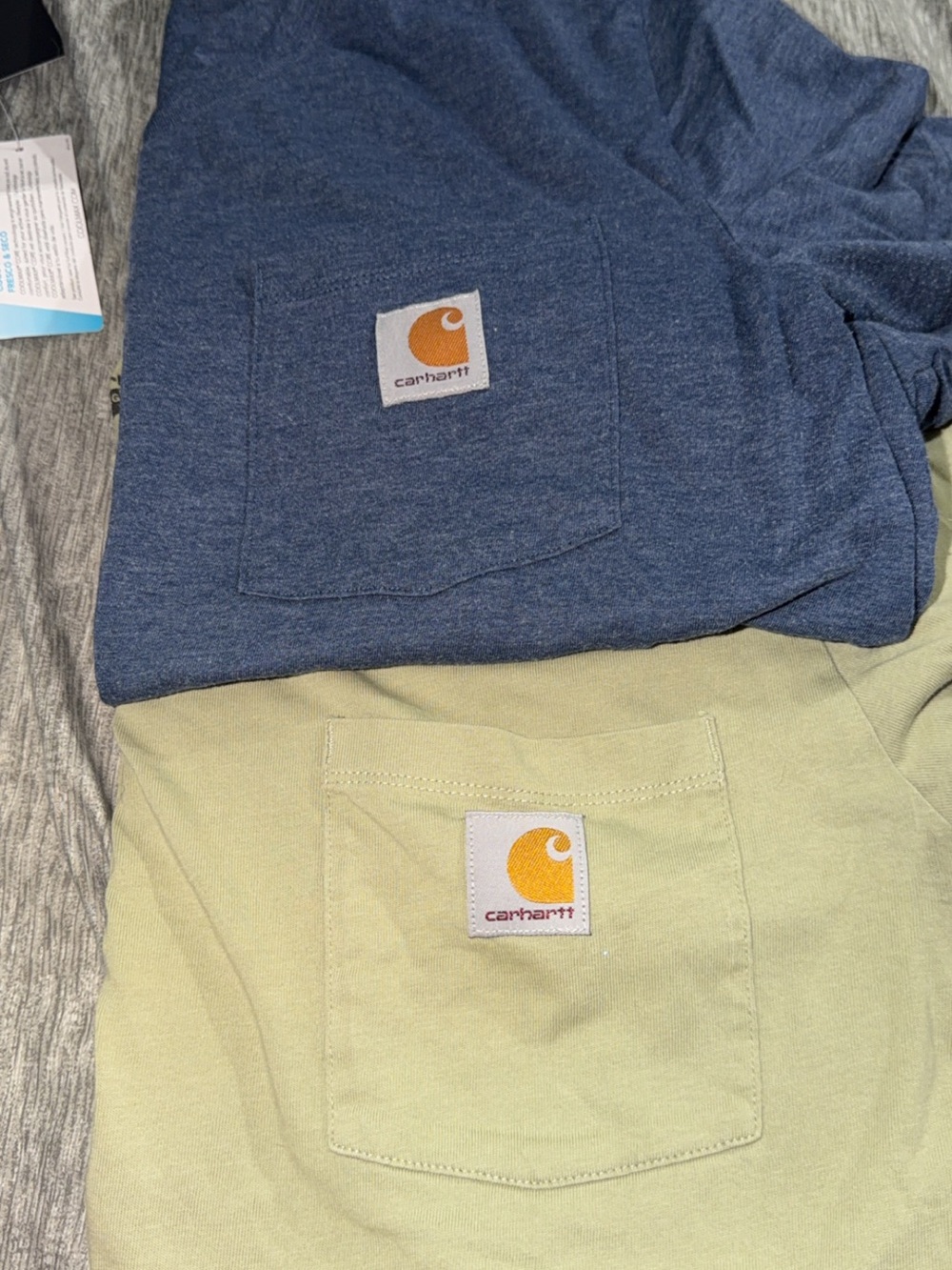 Carhartt Short Sleeve Pocket Tees in Navy Blue and Pale Green